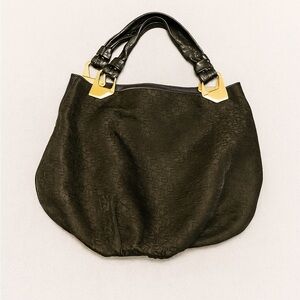 DKNY Black Shoulder Bag with Gold Accents